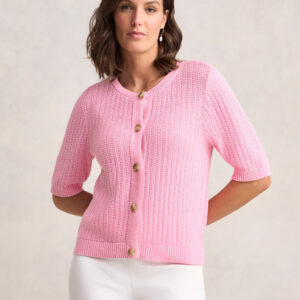Short Sleeve Cardigan - Petal Pink