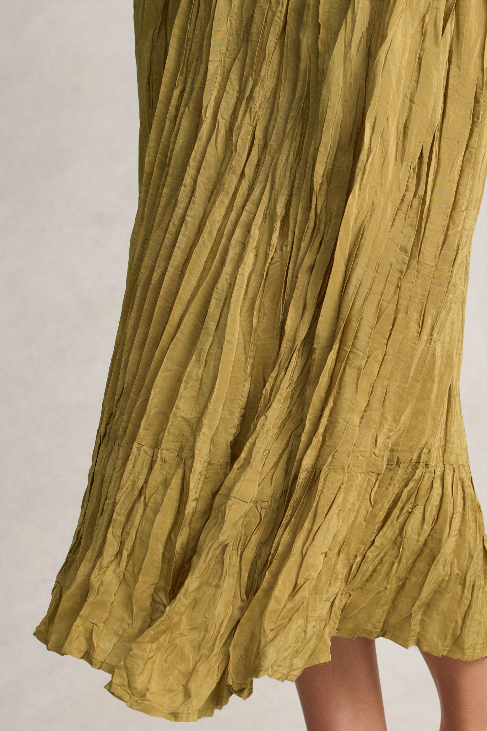 Crushed Midi Skirt - Bronze