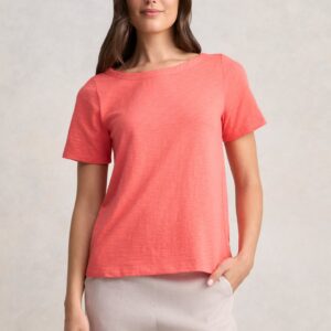 Boat Neck T-Shirt - Melon