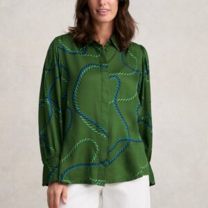 Blouson Sleeve Printed Shirt - Rope Print
