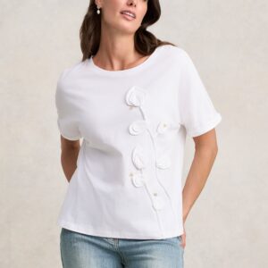 Cotton Appliqué T-Shirt - White